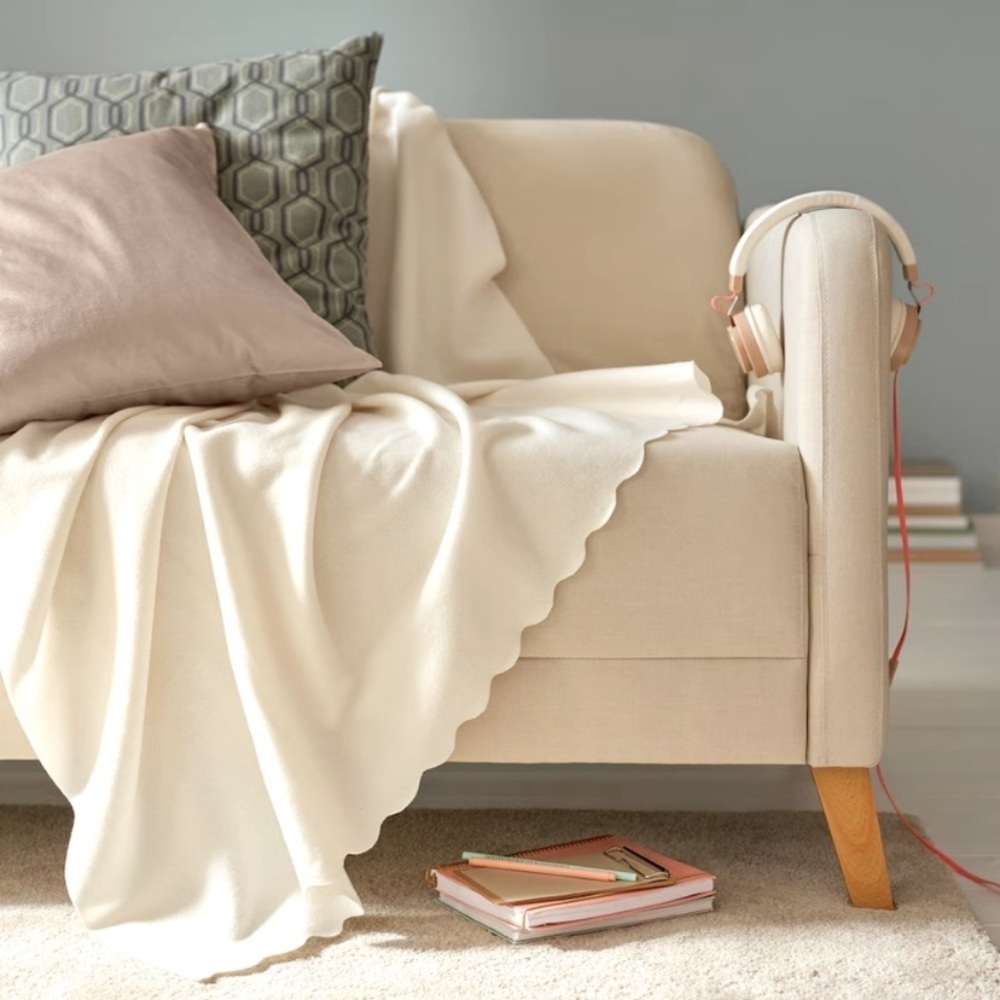 IKEA Thorgun Blanket White NEW Bundle of 2 Soft Cozy Fleece Throw Blankets NWT